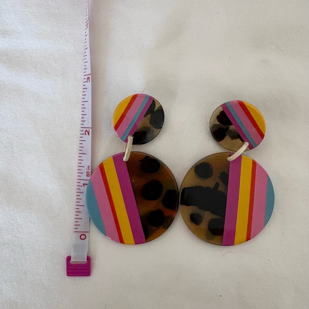 Colorful Geometric Statement Earrings - Picture 2 of 2